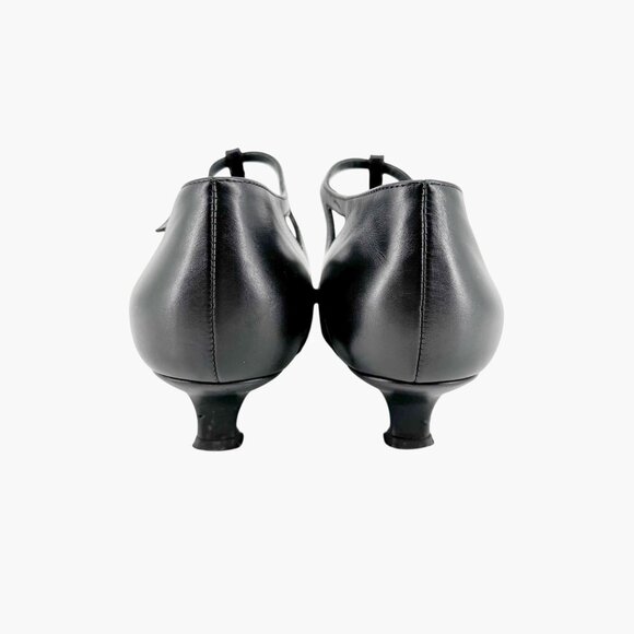 The Row Cyd Mary Jane Kitten Pumps Size 39 US 9 Black Leather Pointed Low Heel - Picture 7 of 16